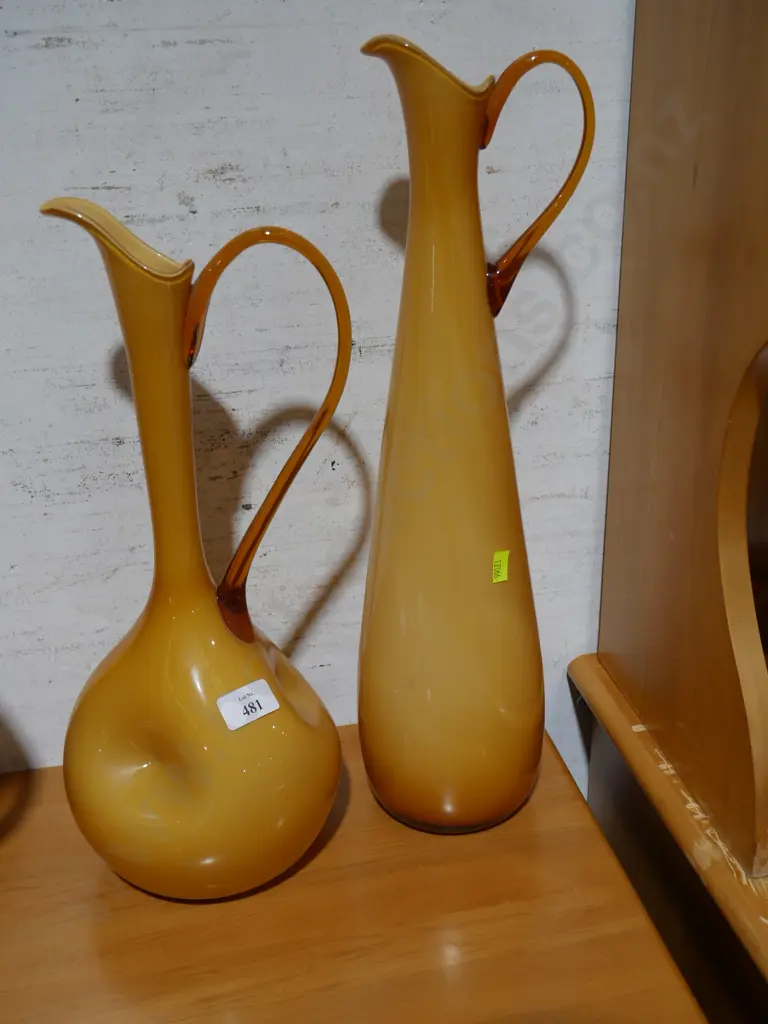 2 art glass jug vases Image 1++