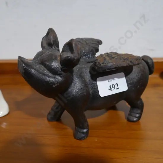 Cast iron pig money box