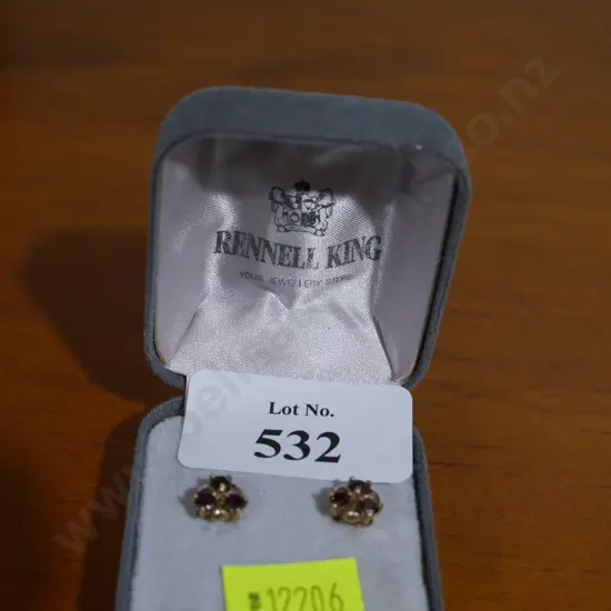 9 carat gold and garnet earrings
