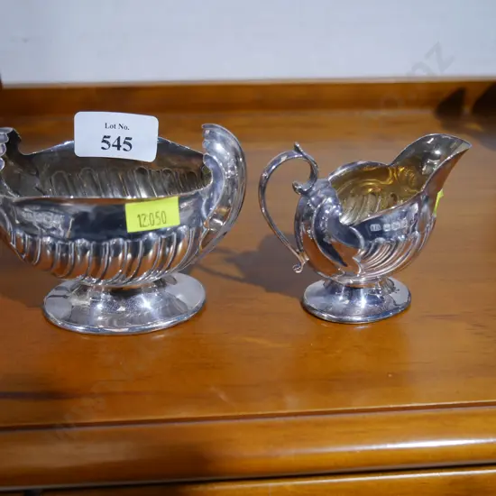 Sterling silver jug and dish