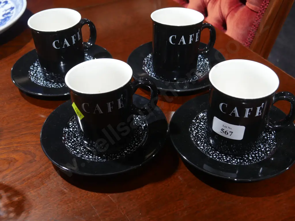 Crown Lynn "cafe" coffee mugs and saucers Image 1++