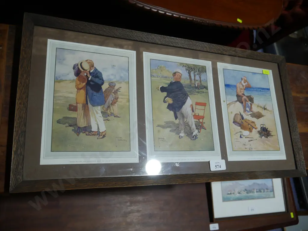3 piece framed Lawson Wood prints Image 1++