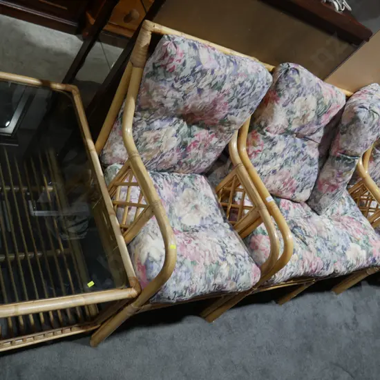 Four-piece cane lounge suite