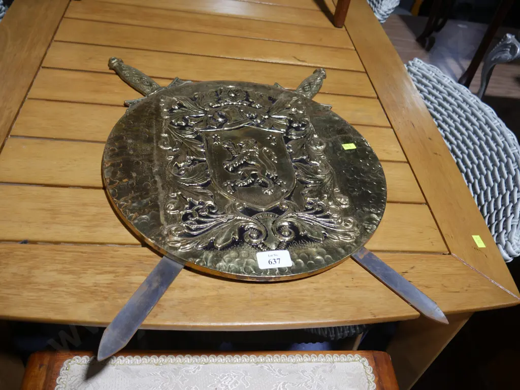 Brass sword and shield wall hanging Image 1++