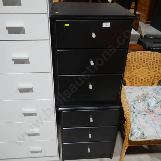 Two black bedside drawers