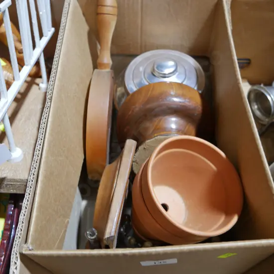 Terracotta pots, woodware