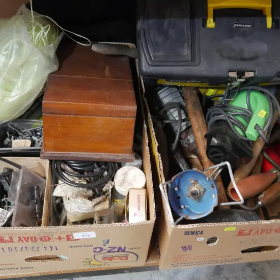 Two boxes of garage sundries