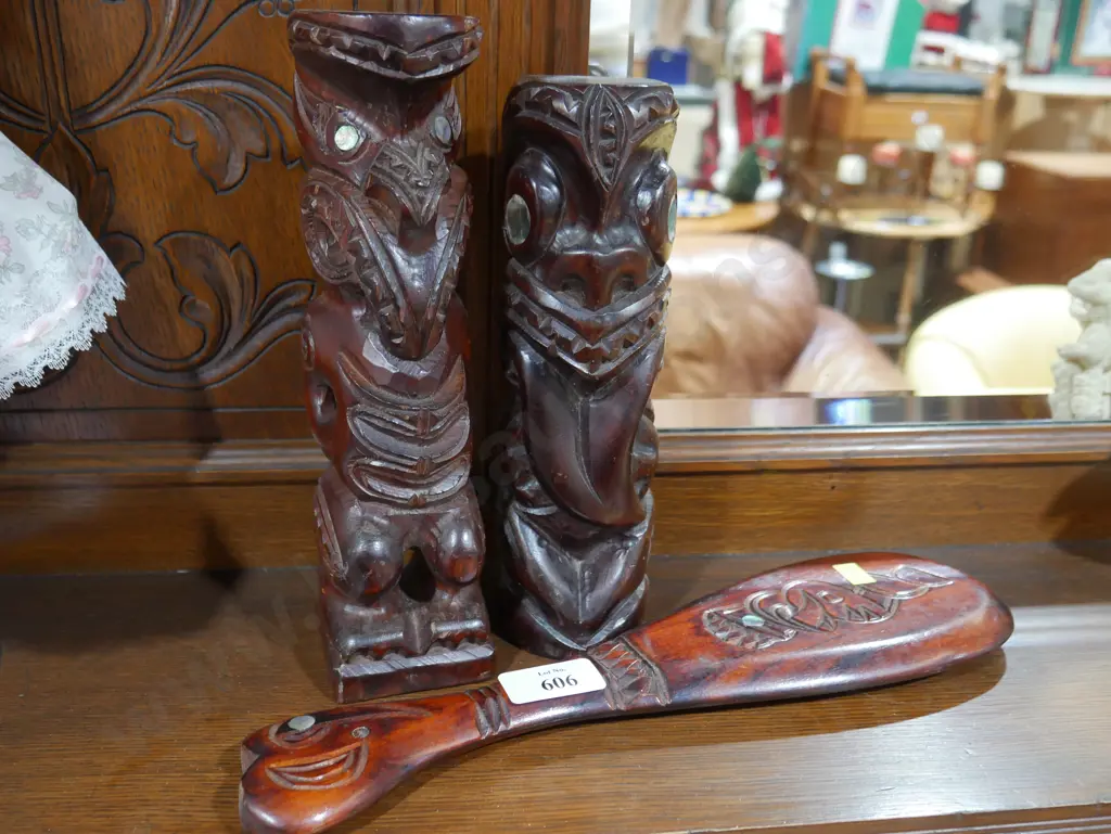 Wooden carved Maori ornaments Image 1++
