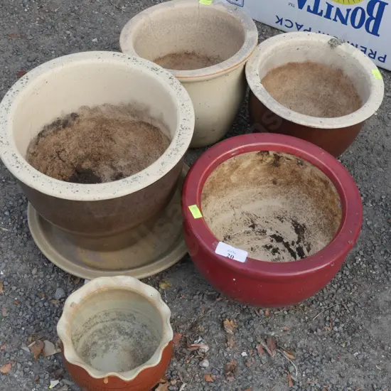 5 assorted plant pots