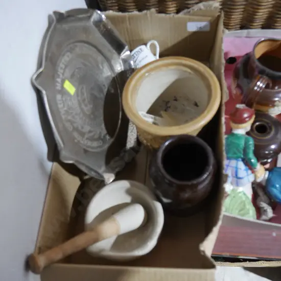 Mortar and pestle, pottery etc