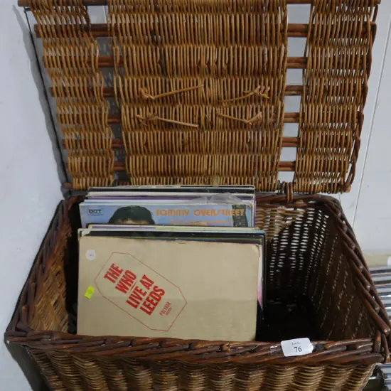 Cane basket and records