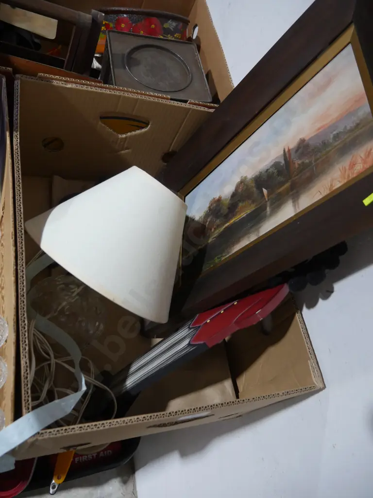 Glass base table lamp, artwork etc Image 1++