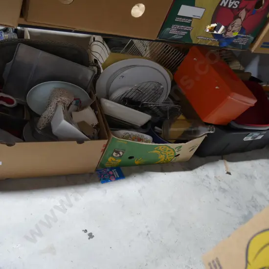 Five boxes of kitchenware etc