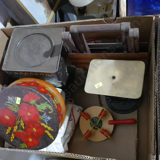 Old tin, scales etc