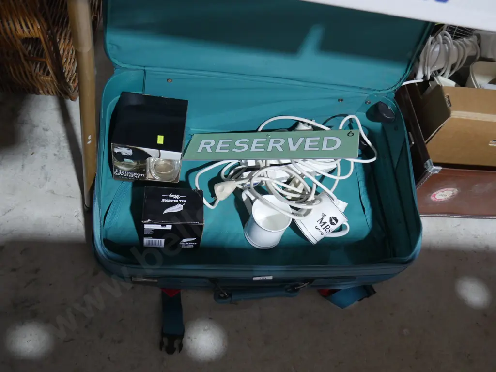 Suitcase, glassware, cords etc Image 1++