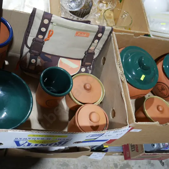 Two boxes of pottery