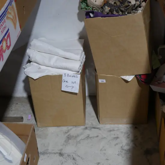 Three boxes of linen