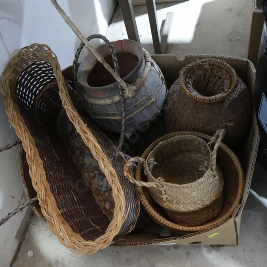 Cane baskets etc
