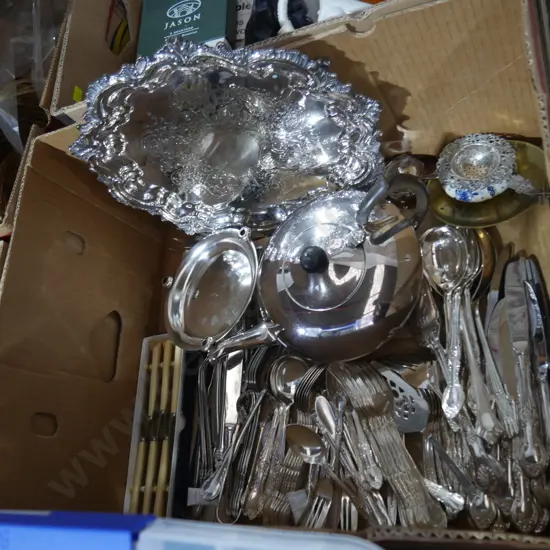 Box of ep ware, cutlery