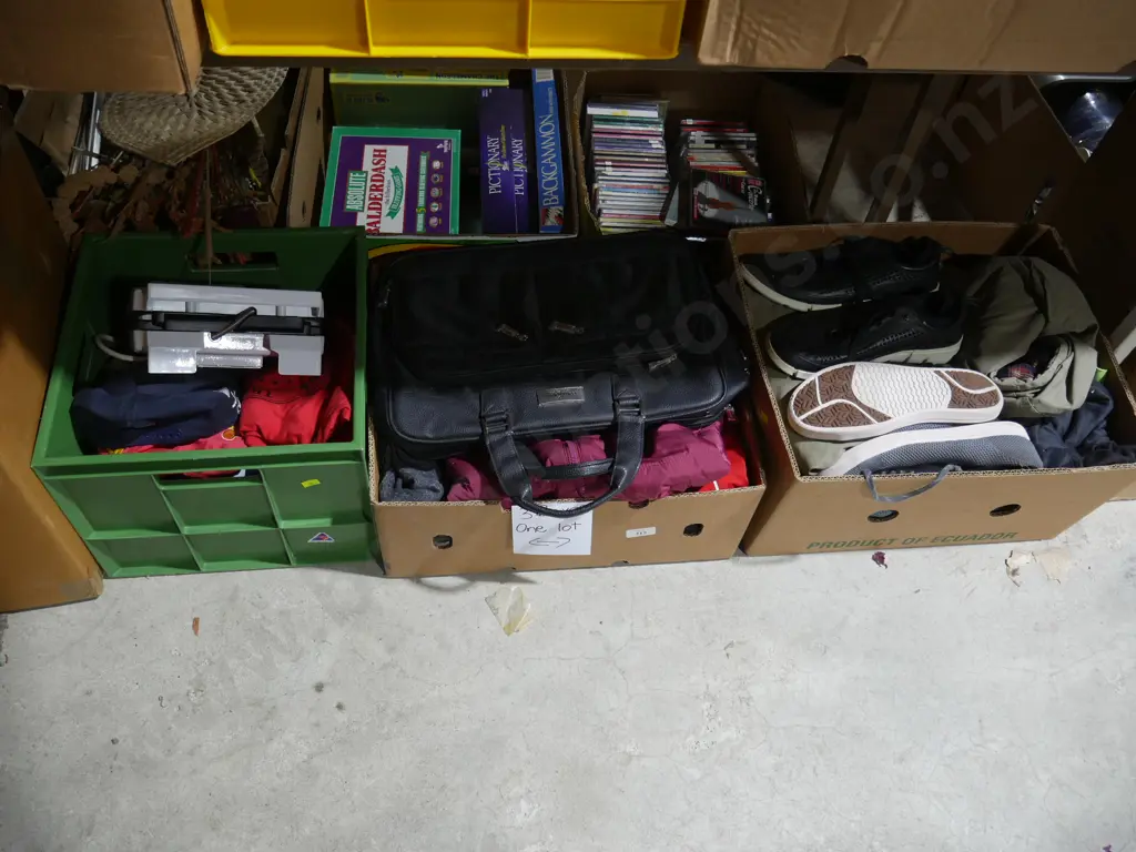 Three boxes of clothing, footwear etc Image 1++