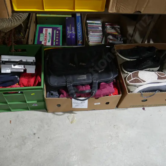 Three boxes of clothing, footwear etc