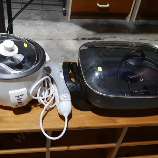 Rice cooker, garment steamer, electric frying pan