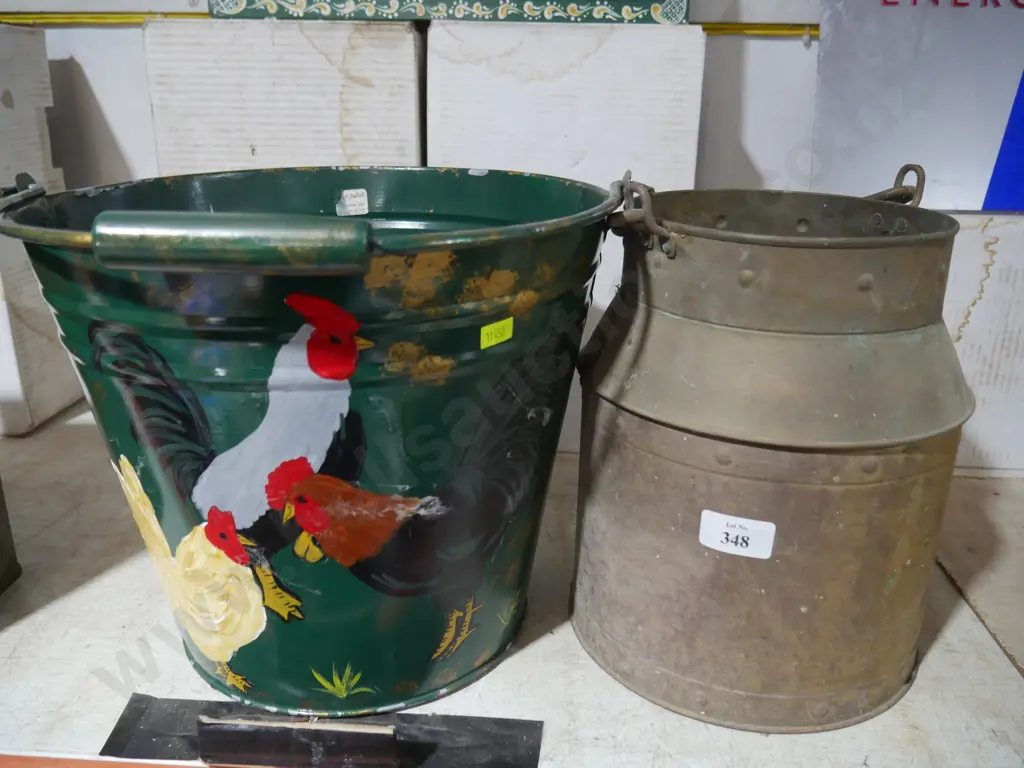 Painted bucket and milk can Image 1++