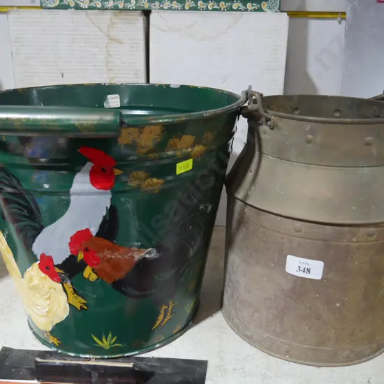 Painted bucket and milk can
