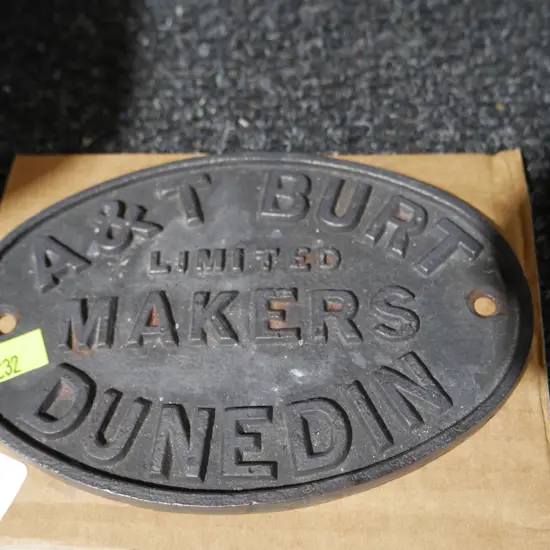 A&t Burt makers metal plaque