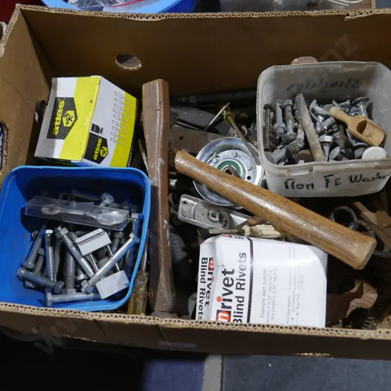 Bolts, workshop tools etc