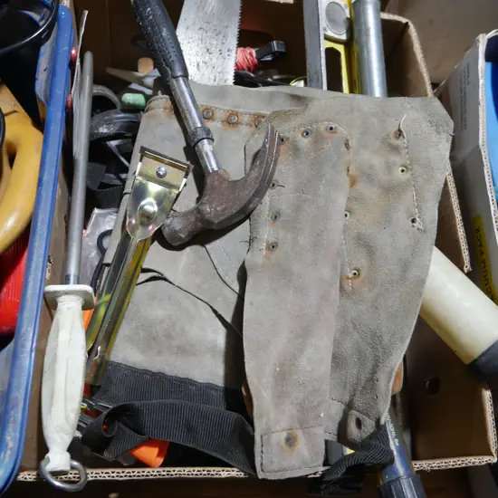 Box of tools, garage sundries