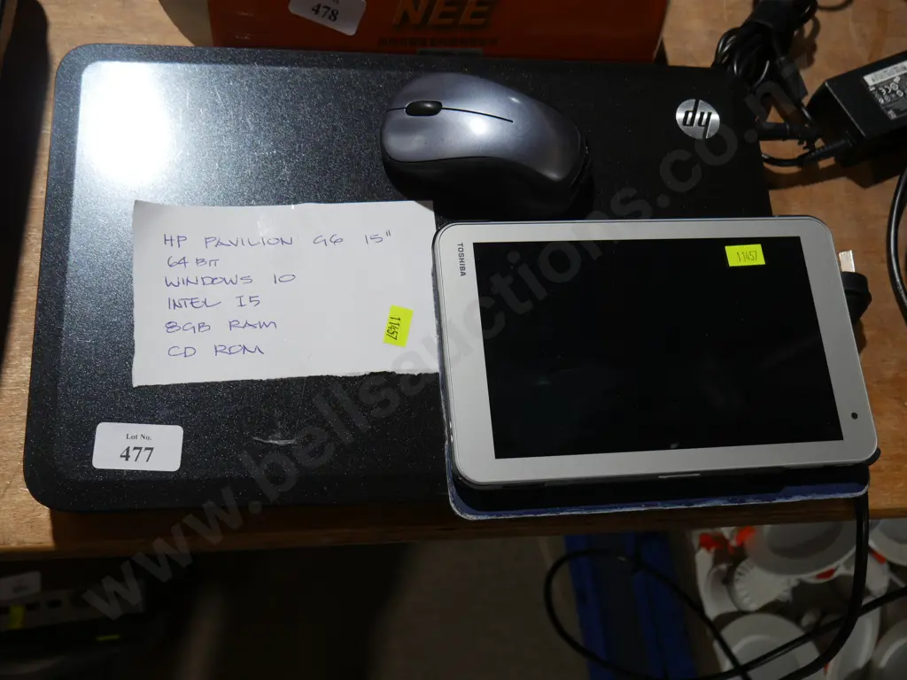 HP 64-bit 8 gigabyte laptop and Toshiba tablet Image 1++