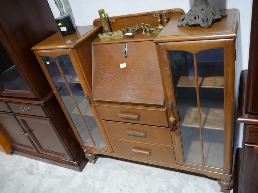Oak display cabinet/writing desk Image 1++