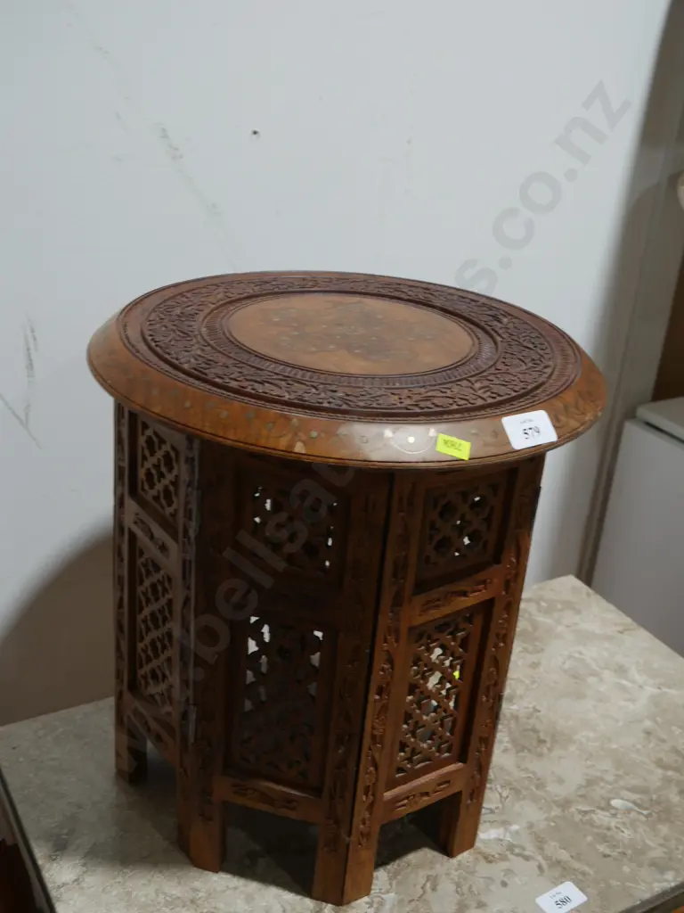 Carved wooden side table Image 1++