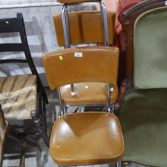 Two dining chairs and stool