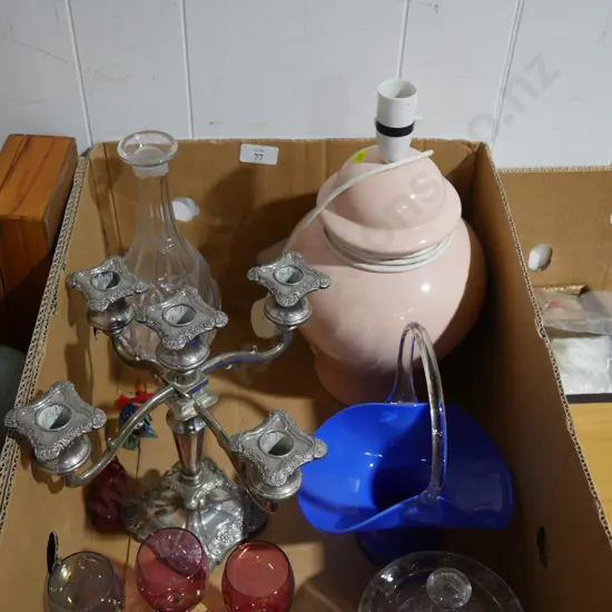 Lamp, glassware etc