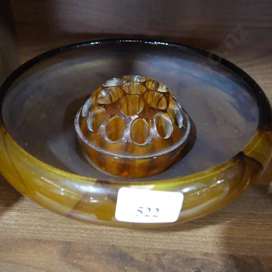 Depression glass bowl and frog