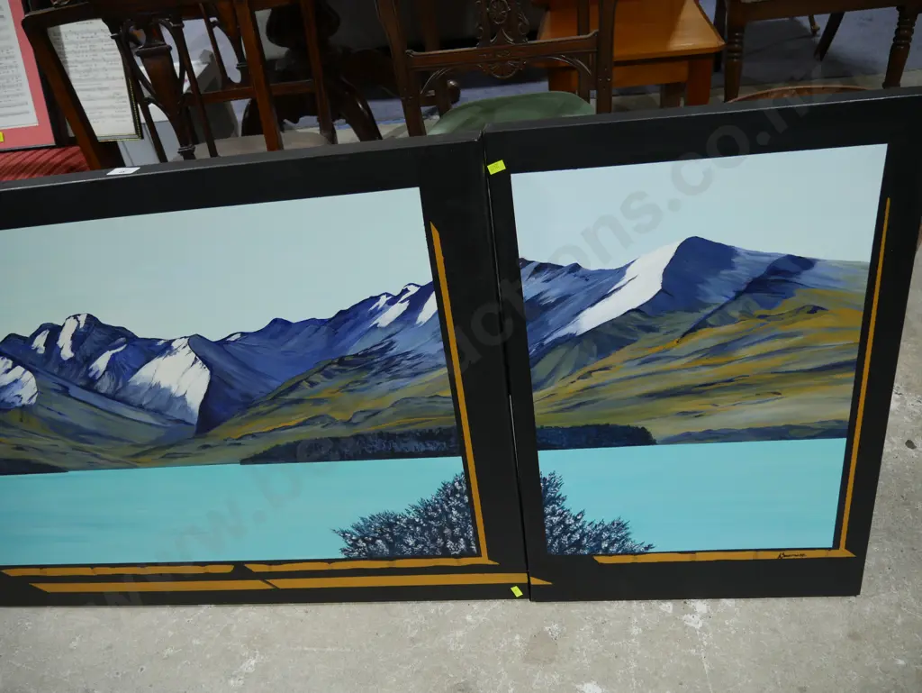 Triptych canvas mountain oil painting Image 1++