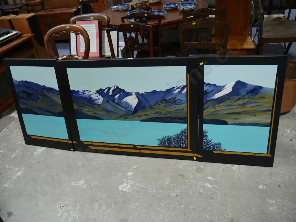 Triptych canvas mountain oil painting Image 1++