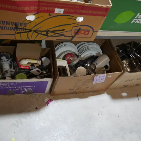 Three boxes of kitchenware