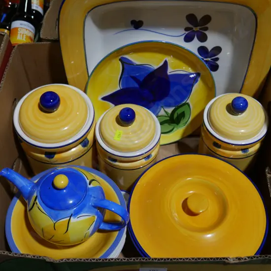 Yellow and blue ceramic ware