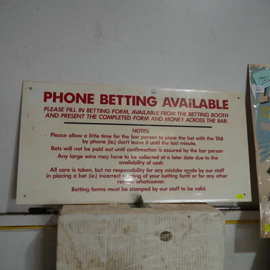 Phone betting available sign