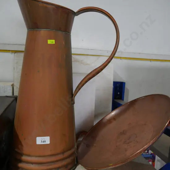 Large copper jug etc
