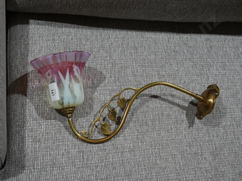 Brass swan neck wall sconce Image 1++