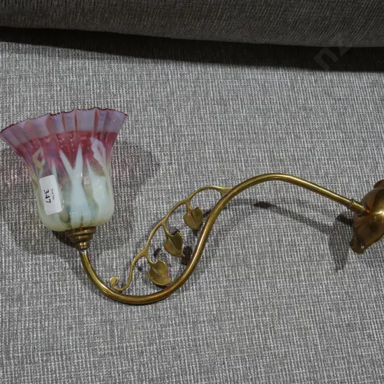 Brass swan neck wall sconce
