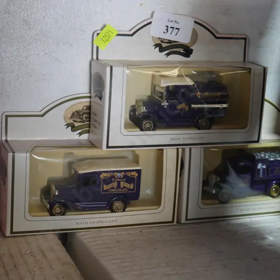 3 Cadbury model trucks