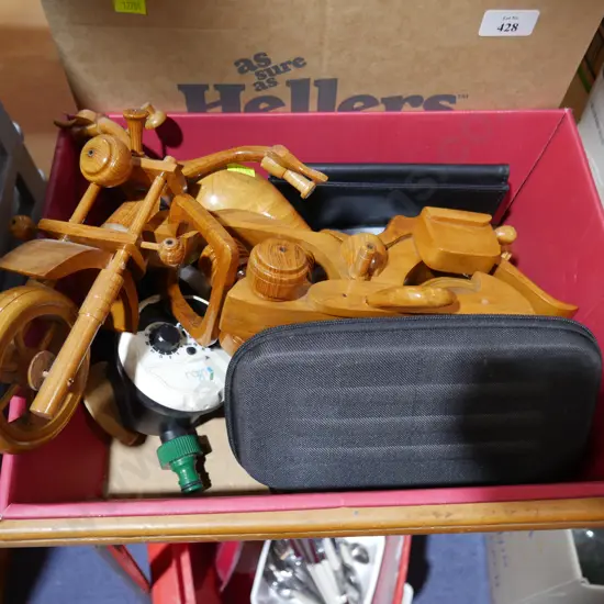 Wooden motorcycle model etc