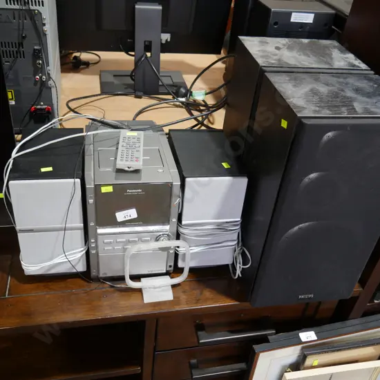 Panasonic stereo and Phillips speakers