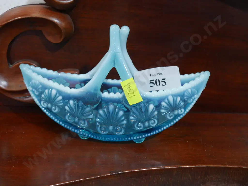 Blue glass basket bowl Image 1++
