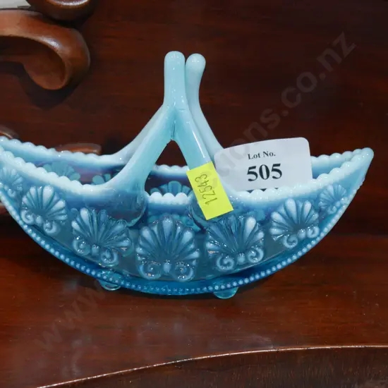 Blue glass basket bowl